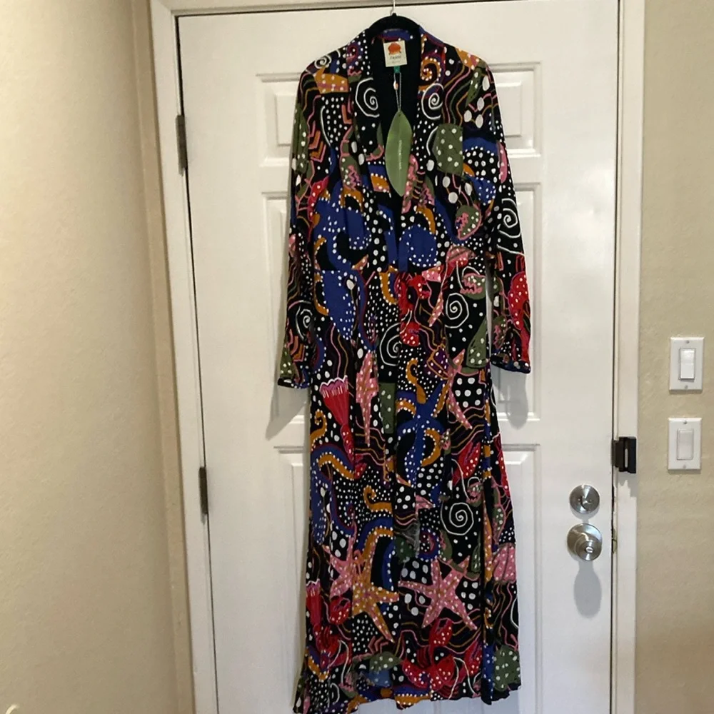Farm Rio Under the sea maxi dress - size L - Picture 2 of 5